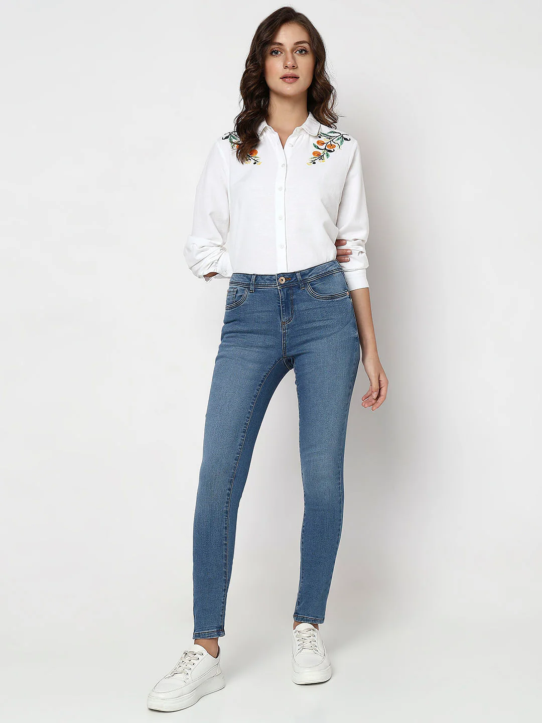 Blue Mid Rise Wendy Skinny Fit Jeans - Image 5