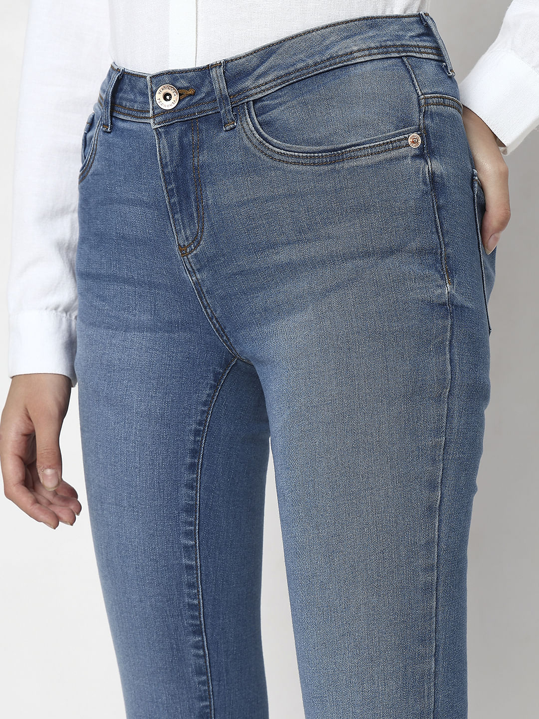 Blue Mid Rise Wendy Skinny Fit Jeans - Image 6