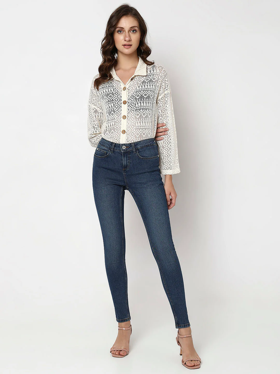 Blue Mid Rise Wendy Skinny Fit Jeans - Image 5