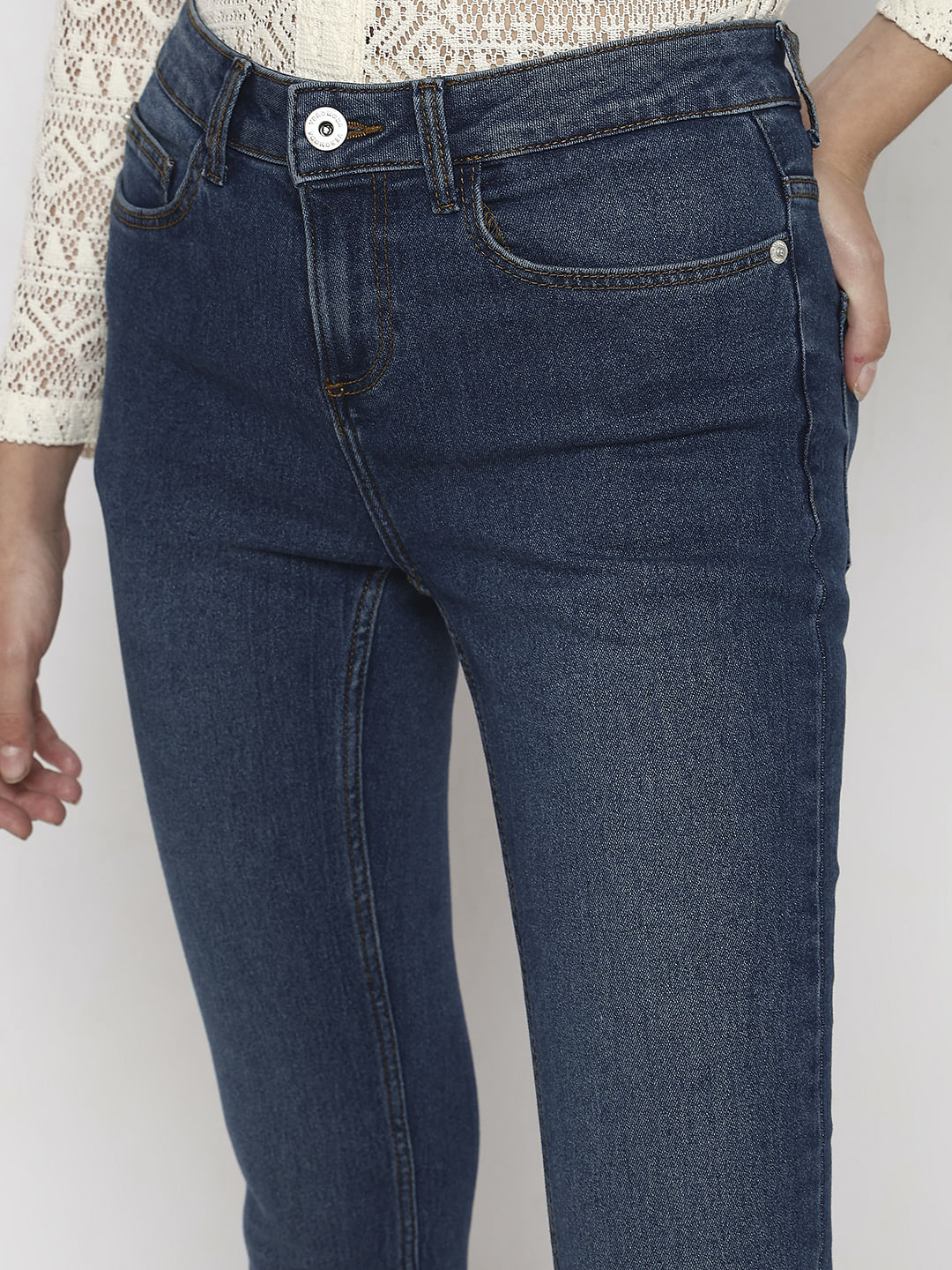 Blue Mid Rise Wendy Skinny Fit Jeans - Image 6