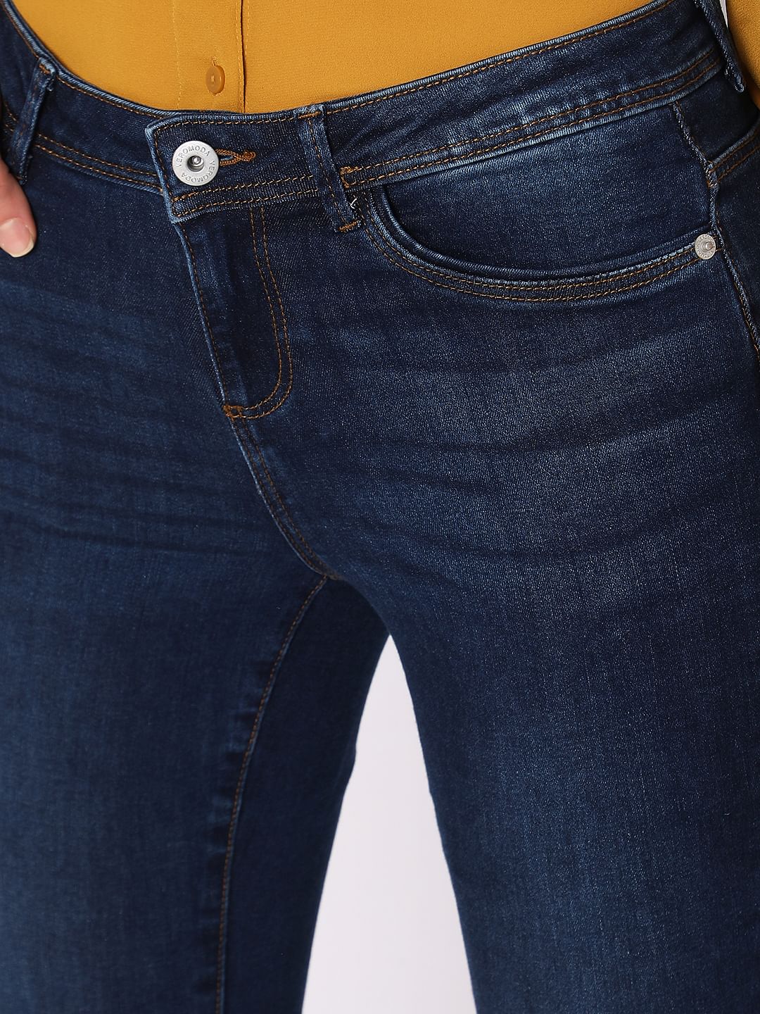 Blue Mid Rise Wendy Skinny Jeans - Image 4