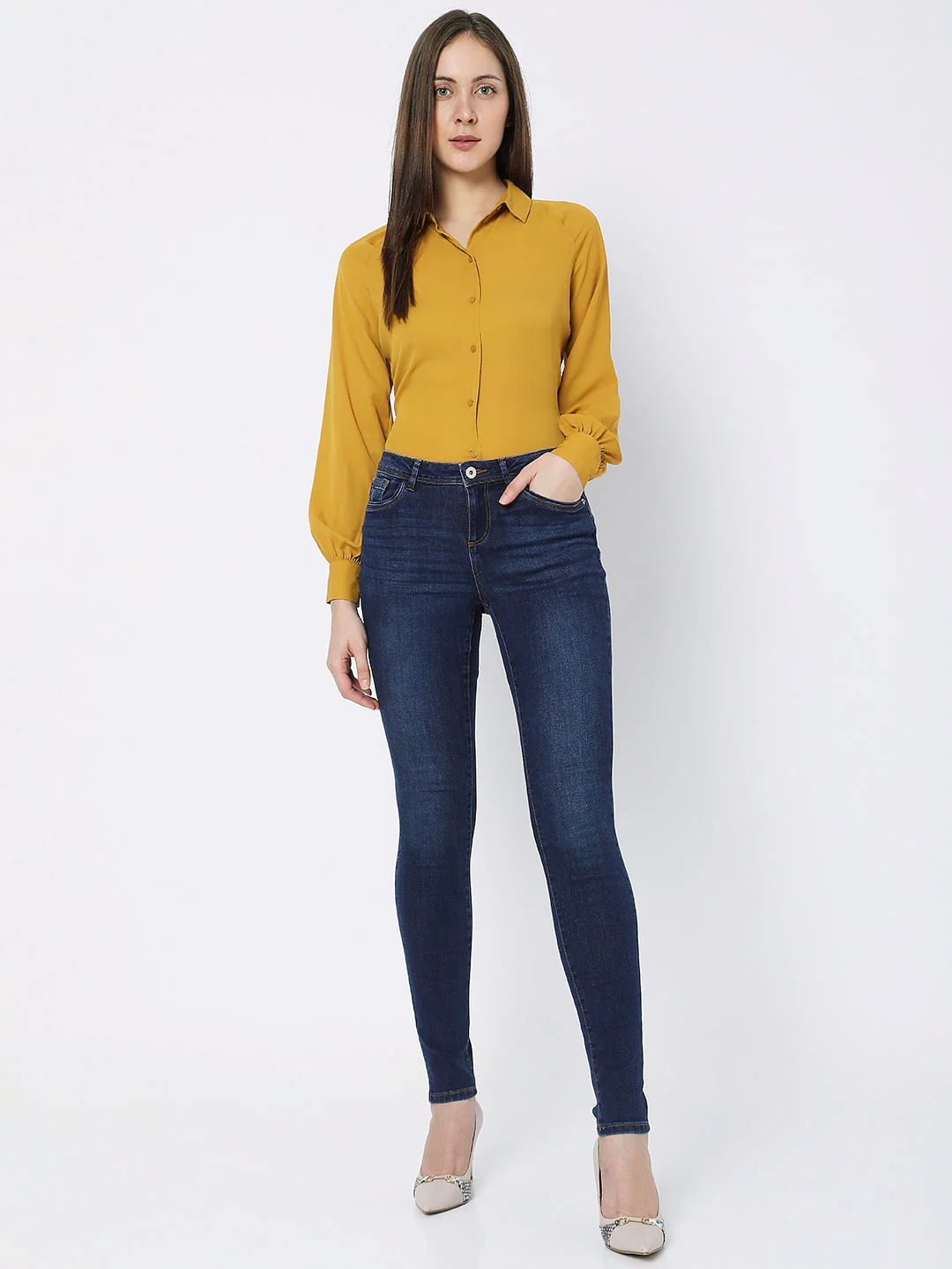 Blue Mid Rise Wendy Skinny Jeans - Image 5