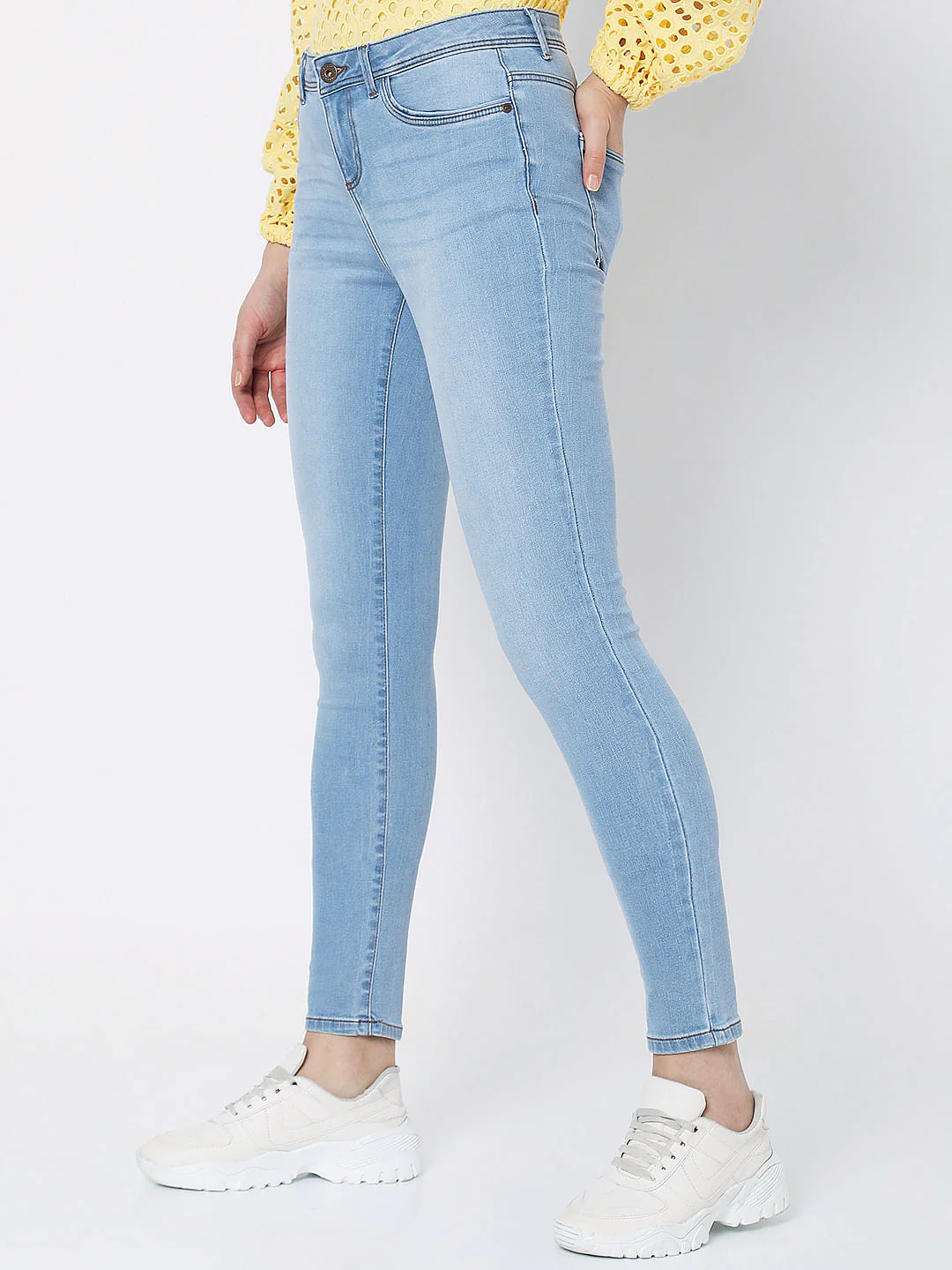 Light Blue Mid Rise Wendy Skinny Jeans - Image 2
