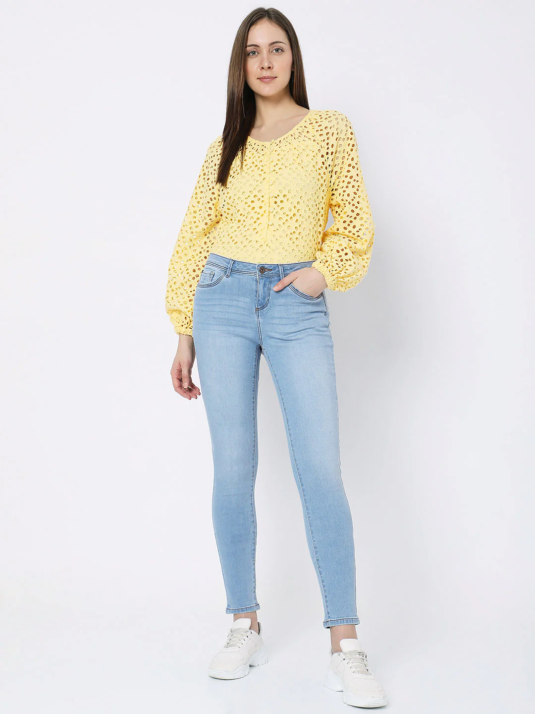 Light Blue Mid Rise Wendy Skinny Jeans - Image 5