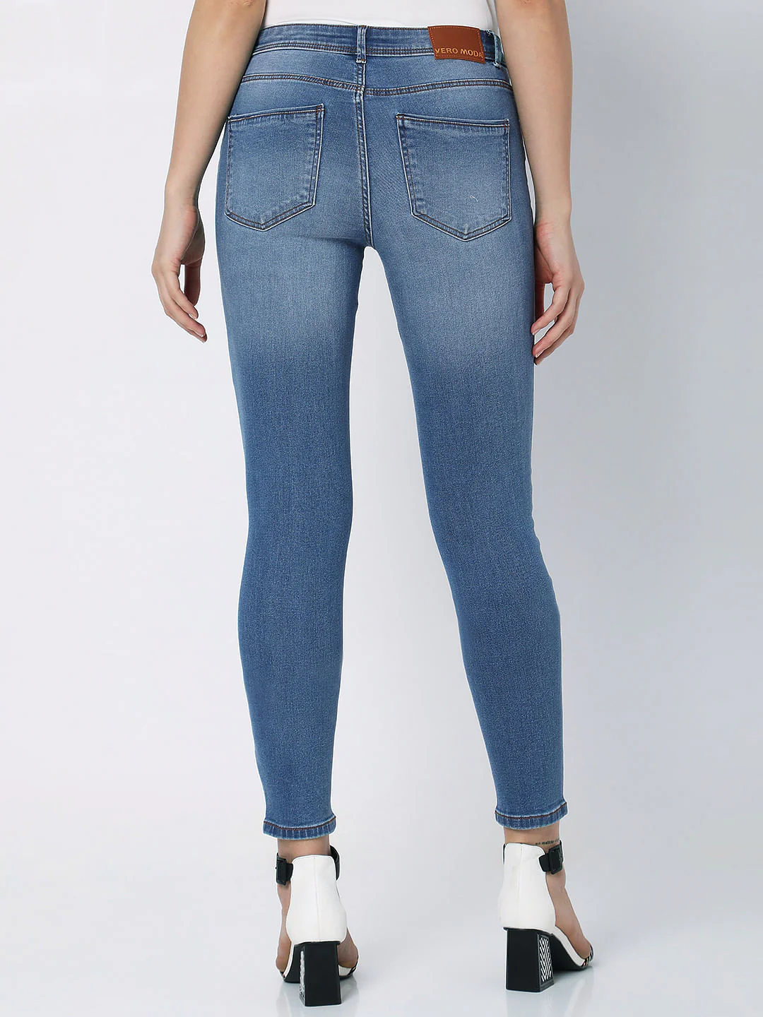 Blue Mid Rise Washed Wendy Skinny Jeans - Image 3