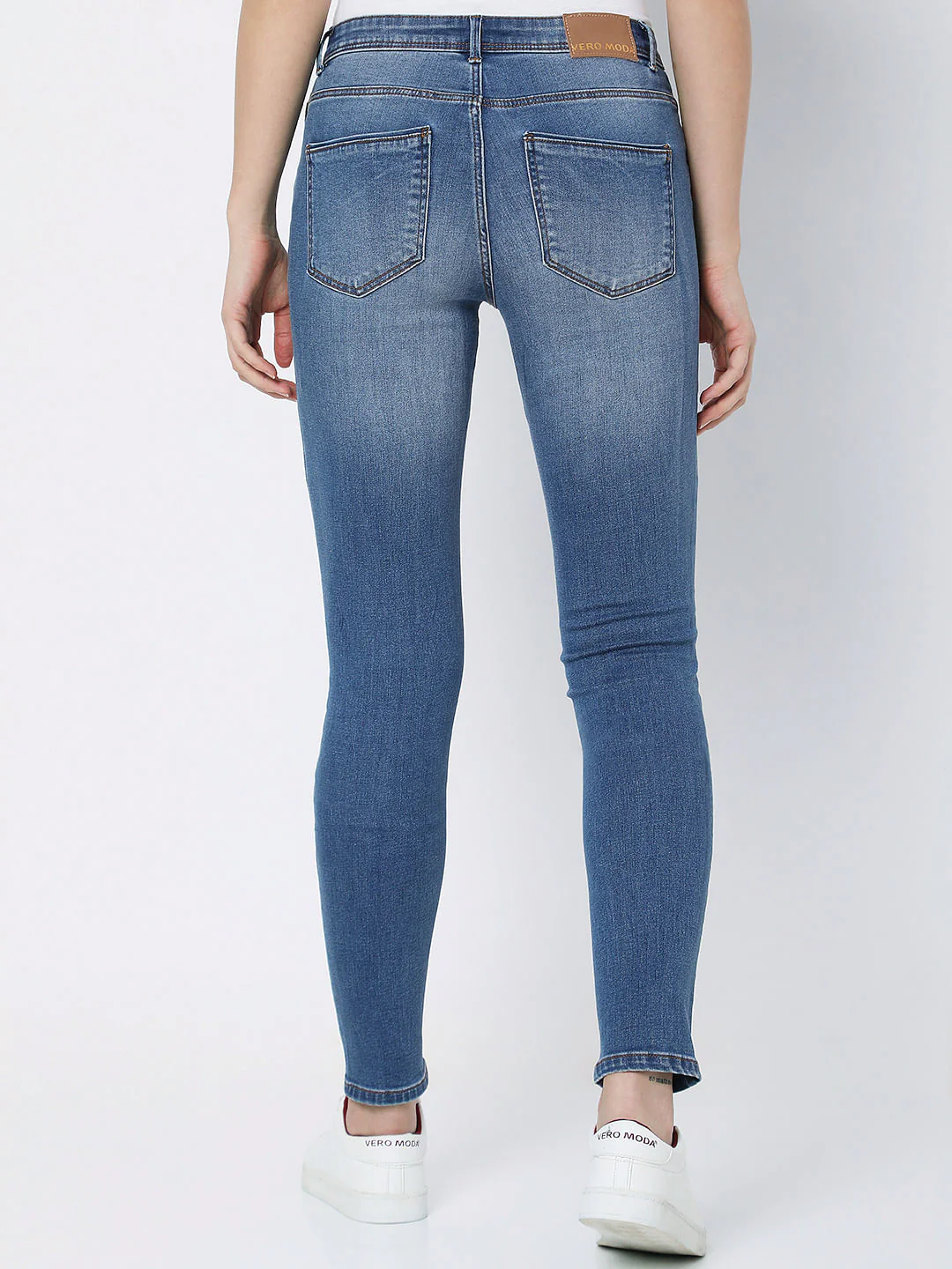 Blue Mid Rise Washed Wendy Skinny Jeans - Image 3
