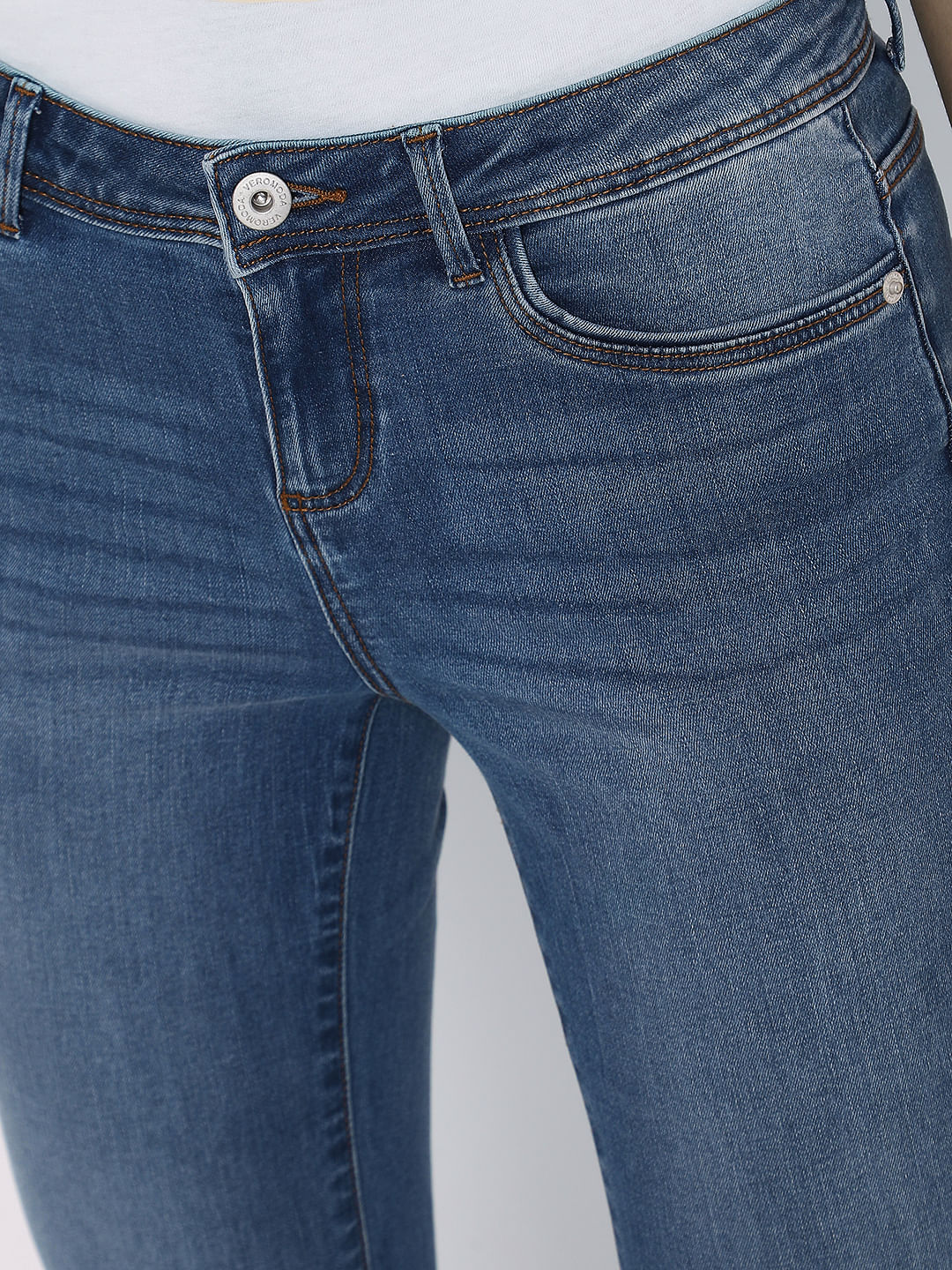 Blue Mid Rise Washed Wendy Skinny Jeans - Image 4