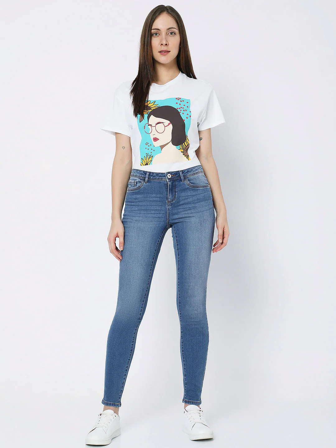 Blue Mid Rise Washed Wendy Skinny Jeans - Image 5