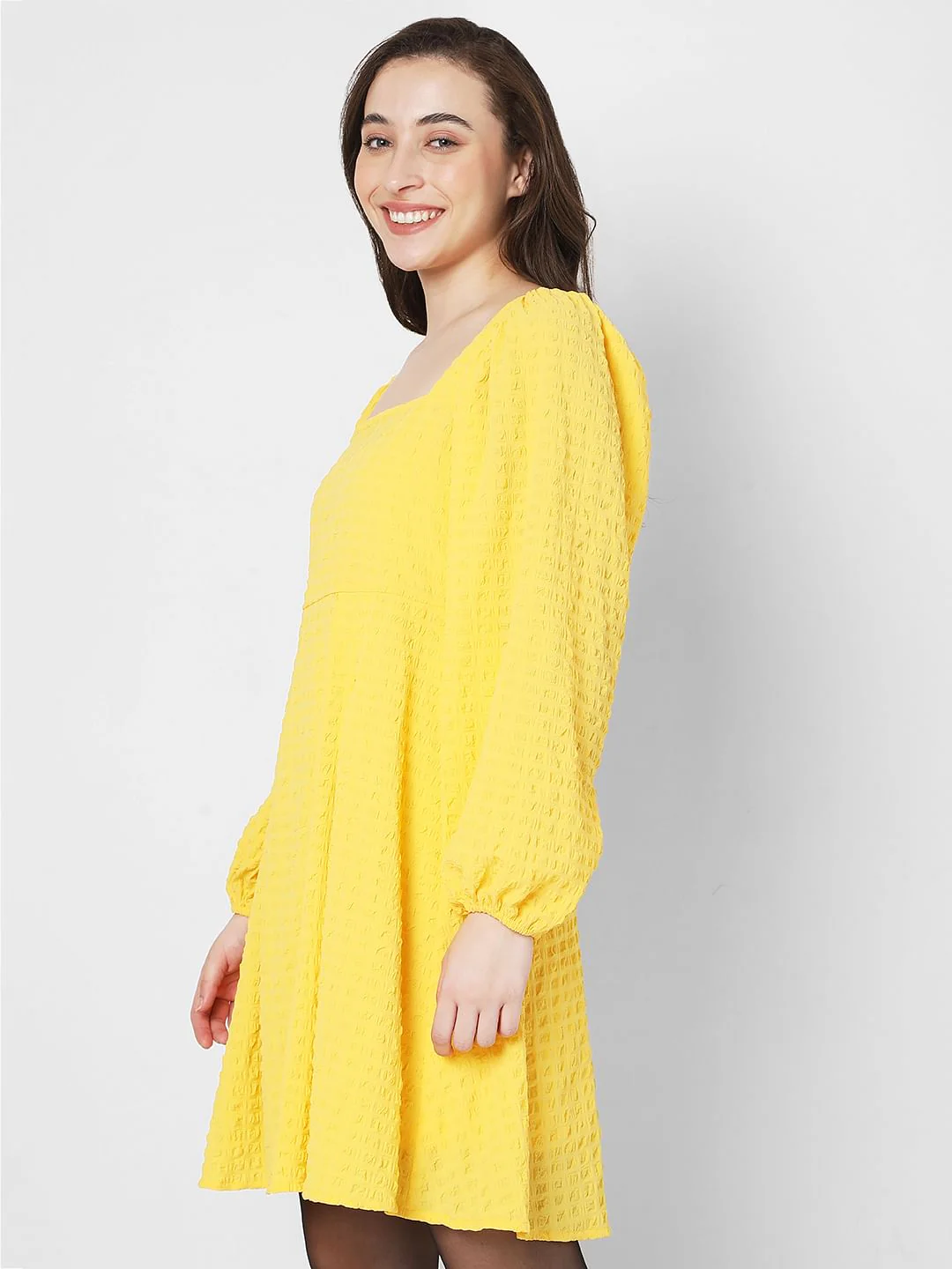 Yellow Fit & Flare Dress - Image 3