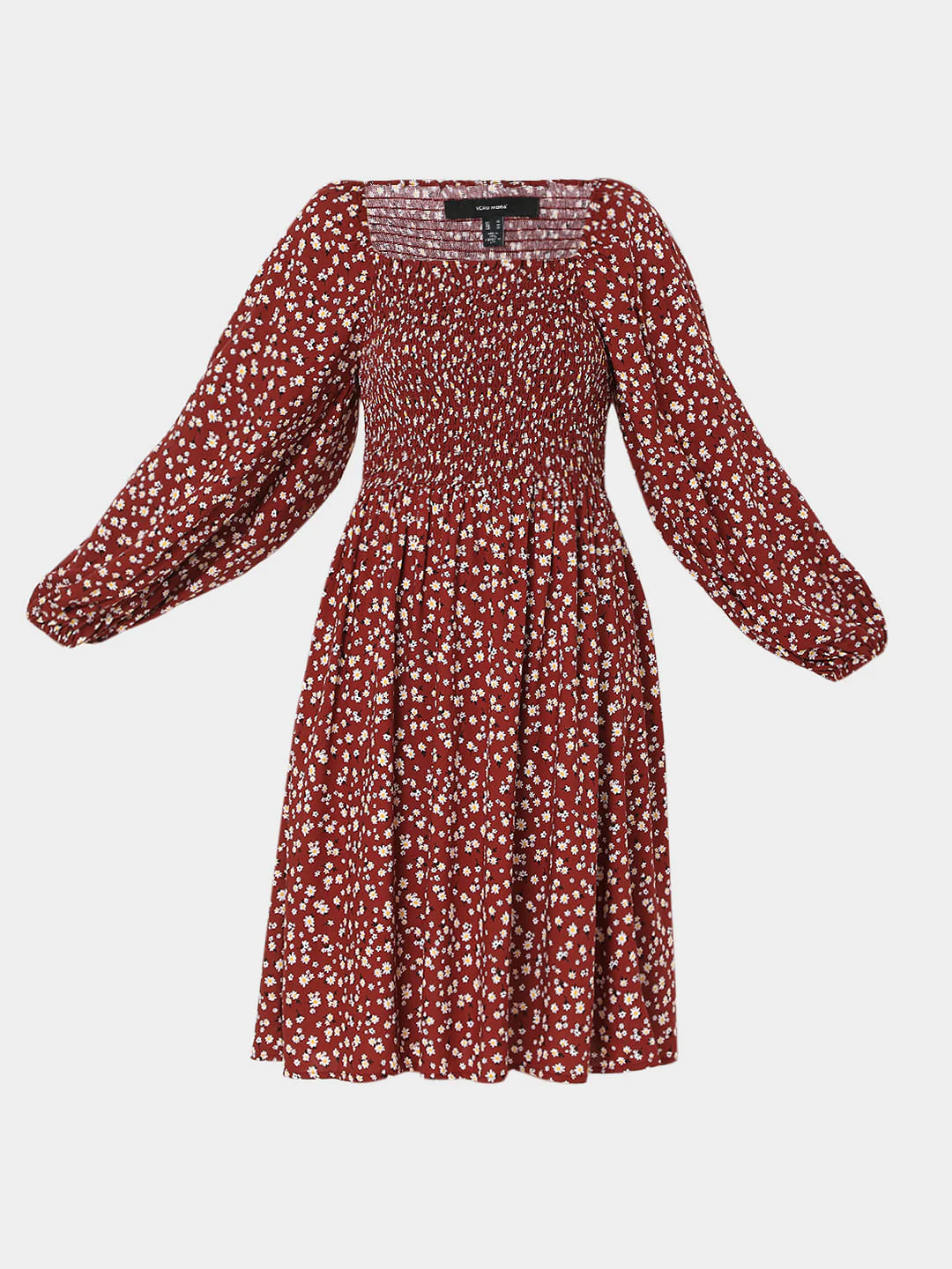 Maroon Floral Print Fit & Flare Dress - Image 7