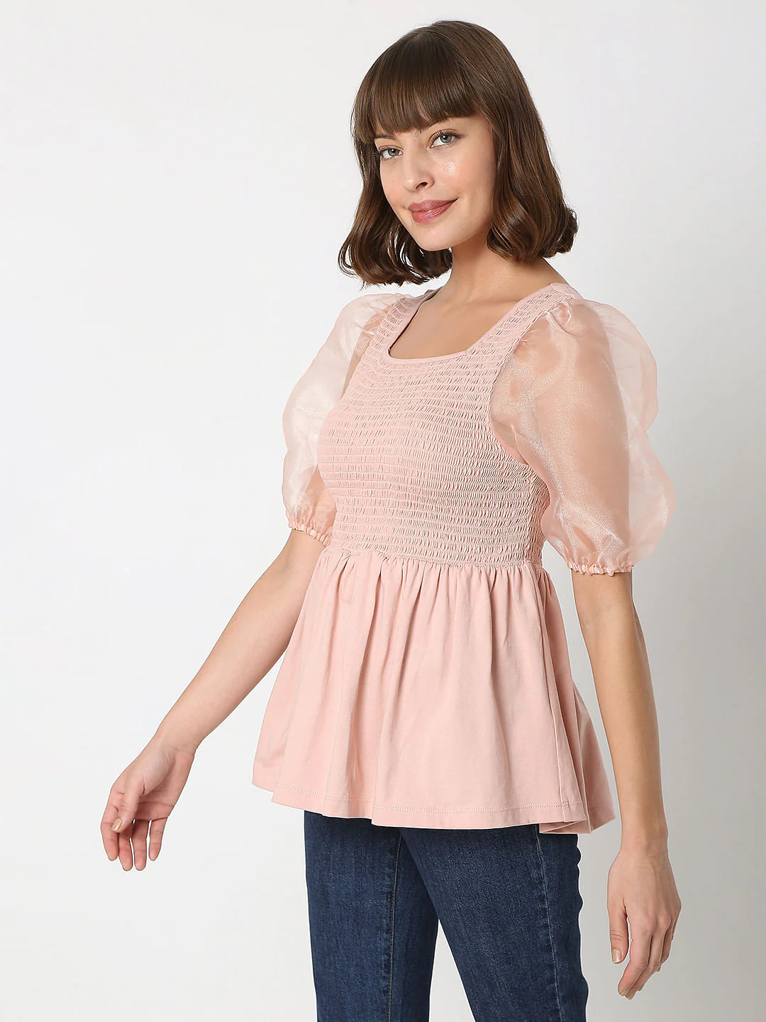 Pink Organza Sleeves Top - Image 3