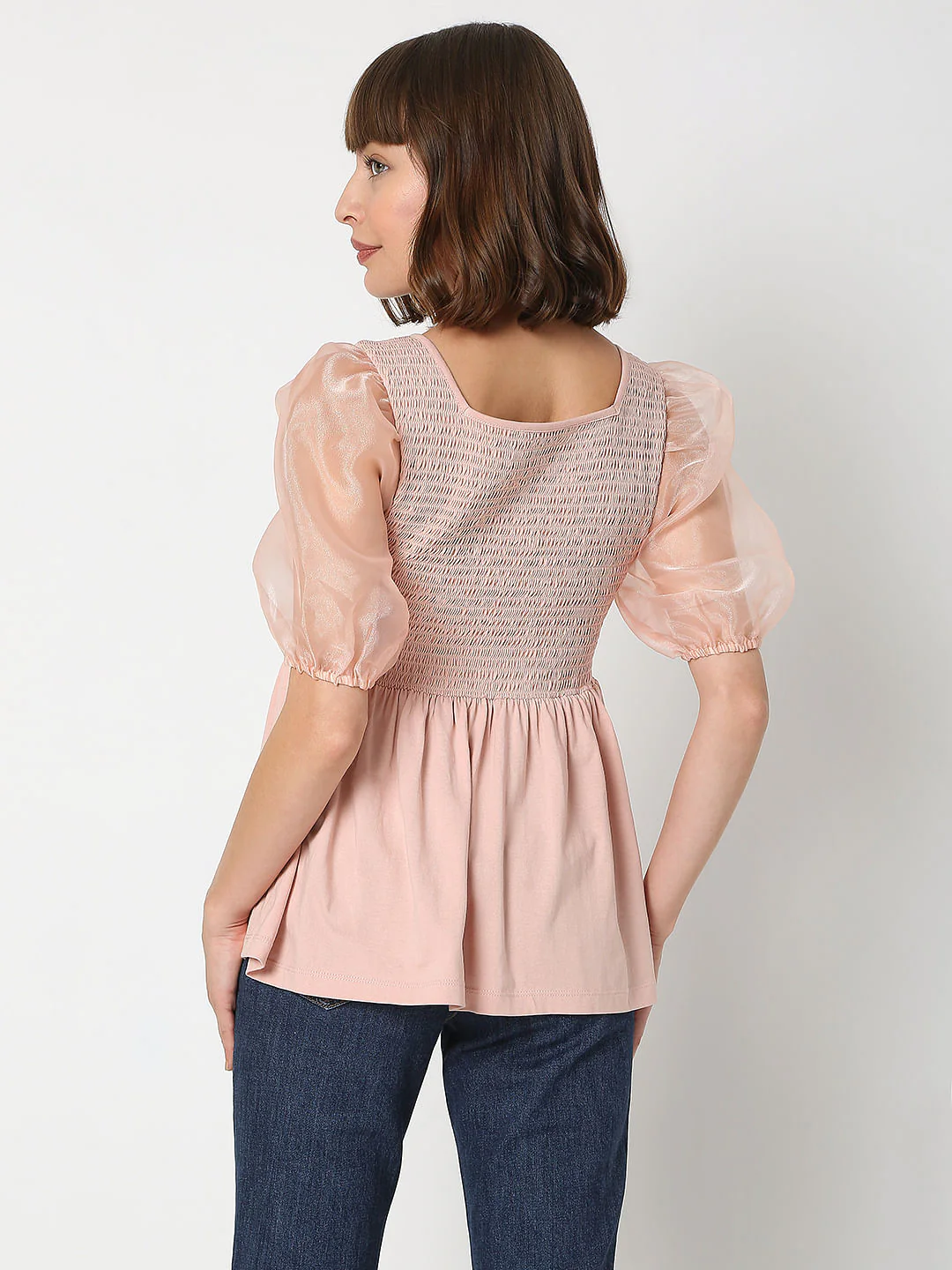 Pink Organza Sleeves Top - Image 4