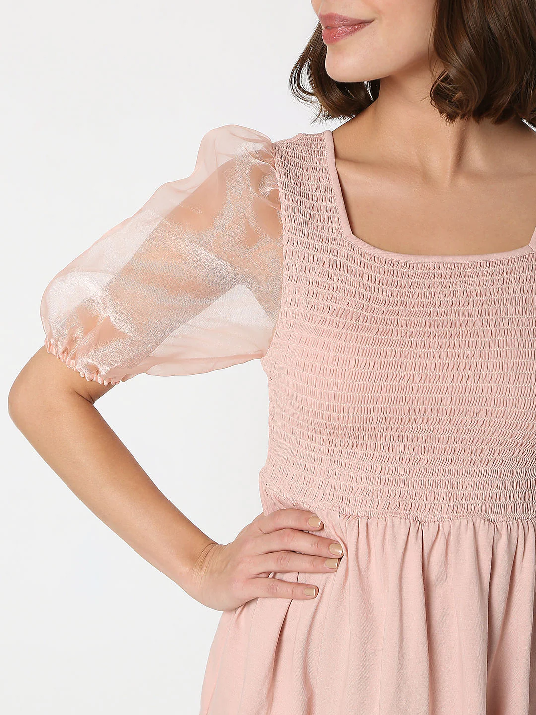 Pink Organza Sleeves Top - Image 6