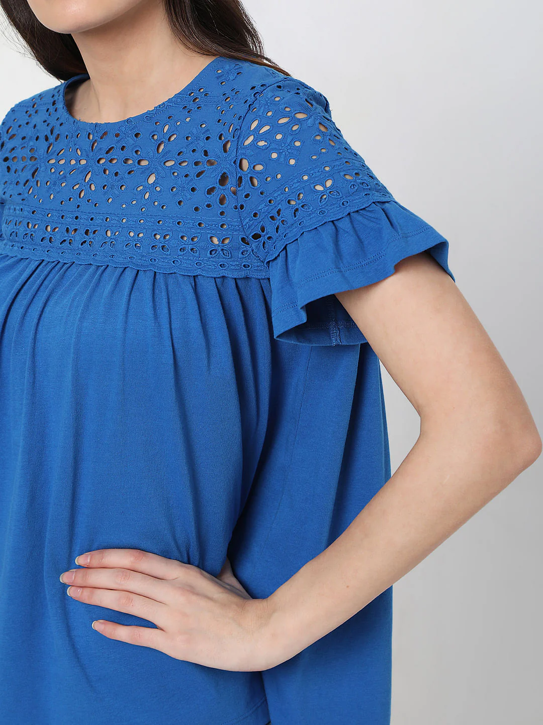Blue Schiffli Embroidered Top - Image 6