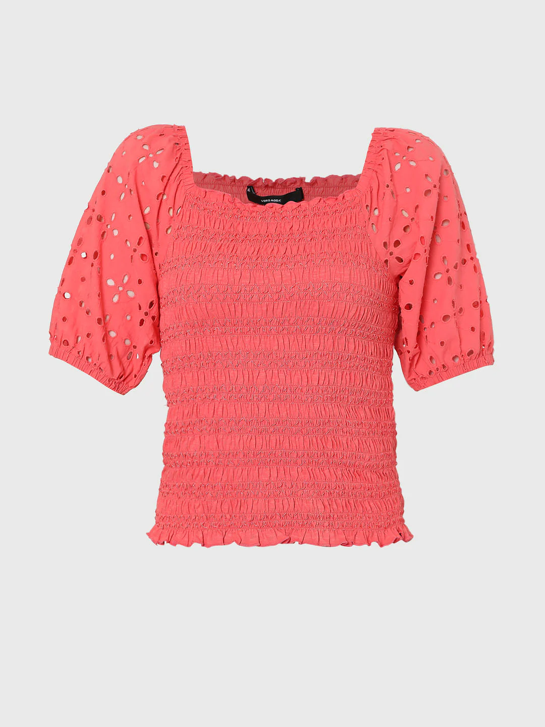 Coral Cut Work Smocked Top - Image 7