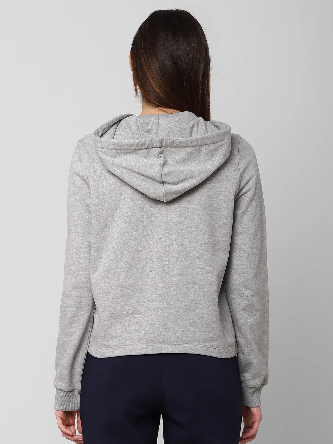Grey Text Print Hooded Sweatshirt - Image 3