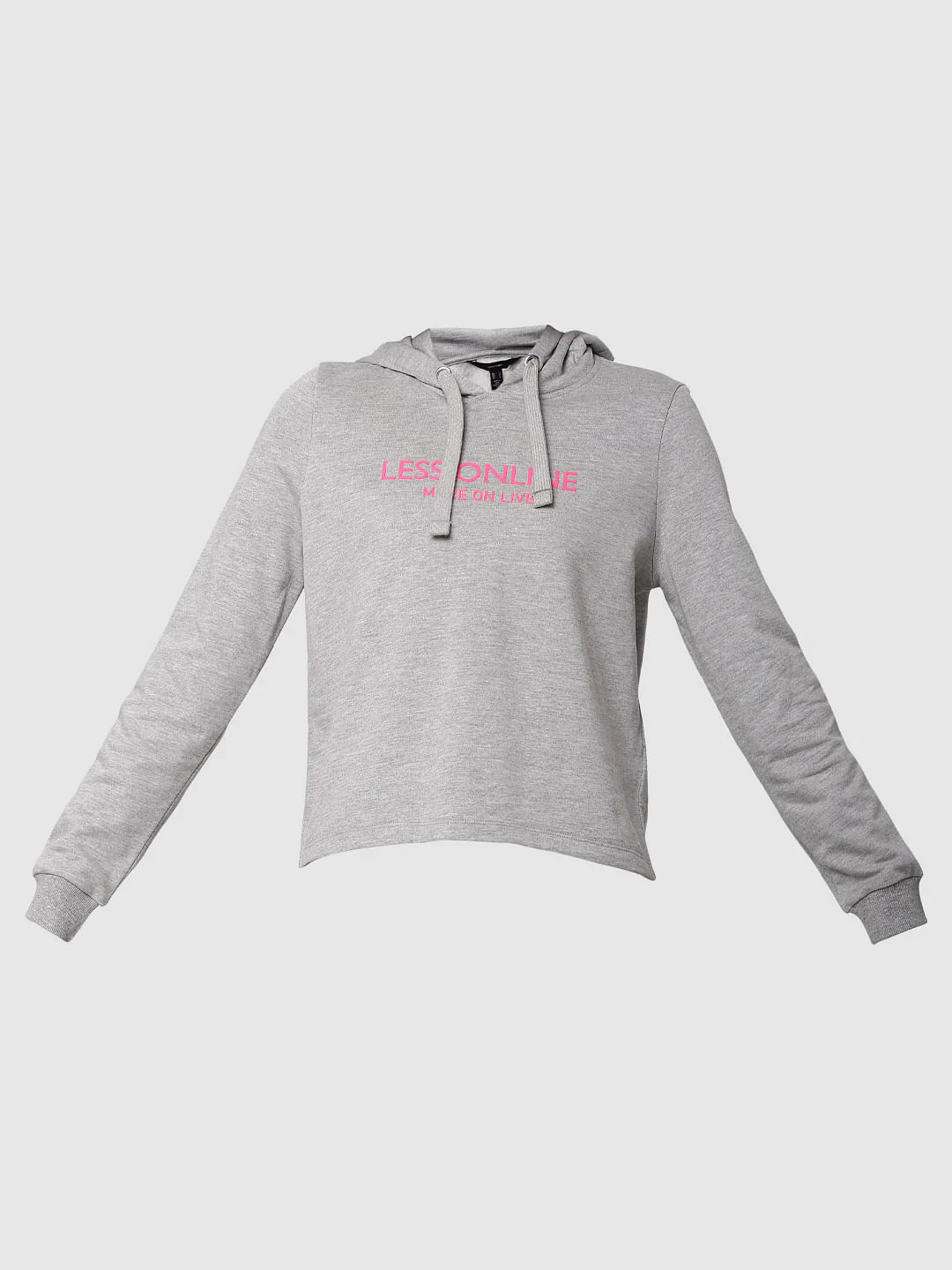Grey Text Print Hooded Sweatshirt - Image 6