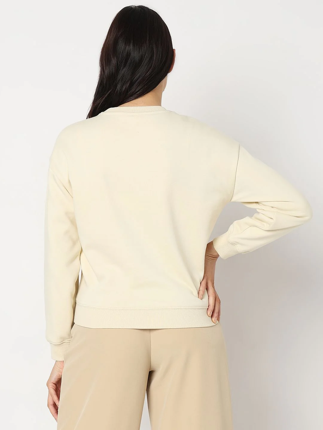 Light Beige Graphic Printed Sweatshirt - Image 4