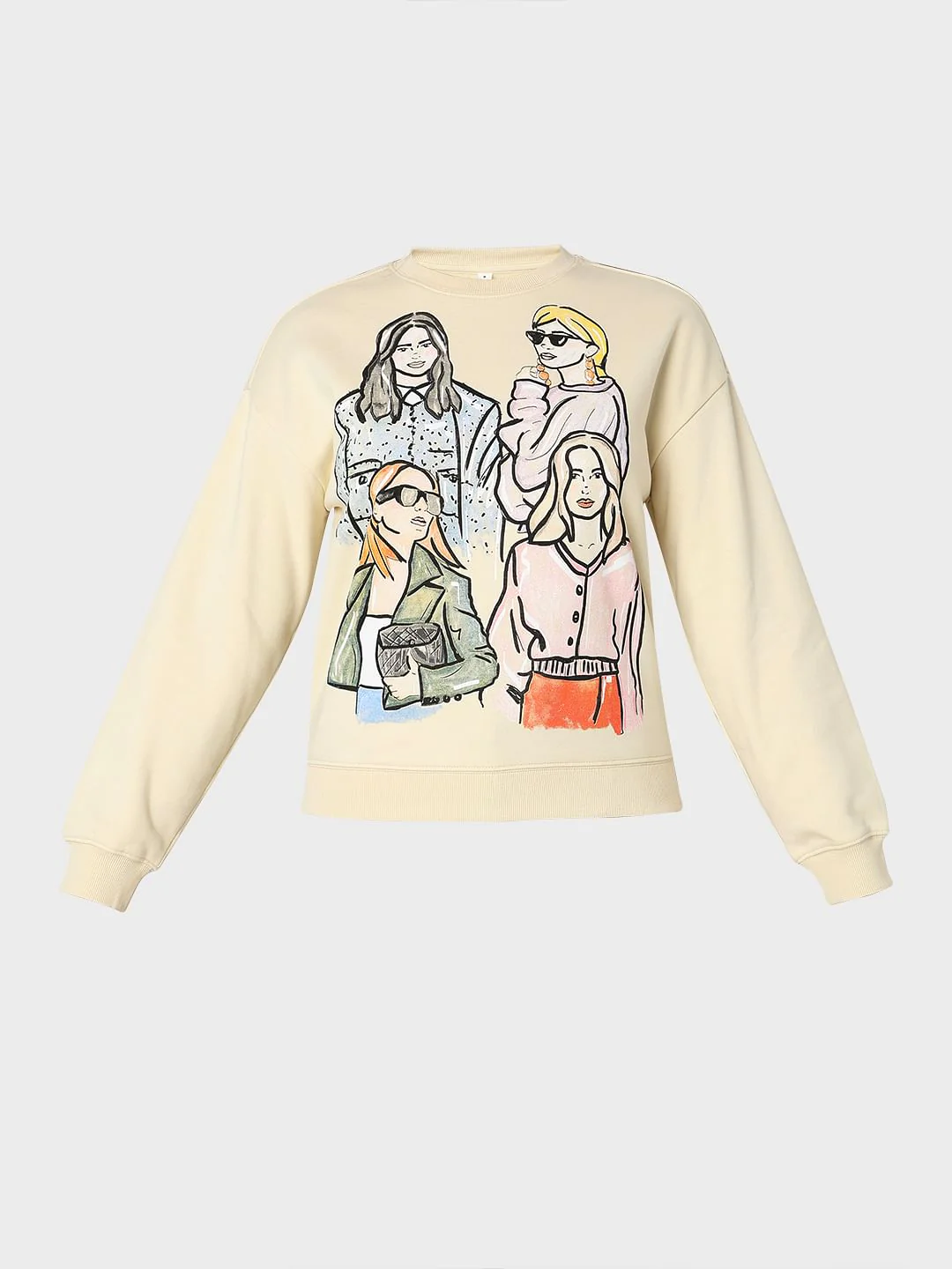 Light Beige Graphic Printed Sweatshirt - Image 7