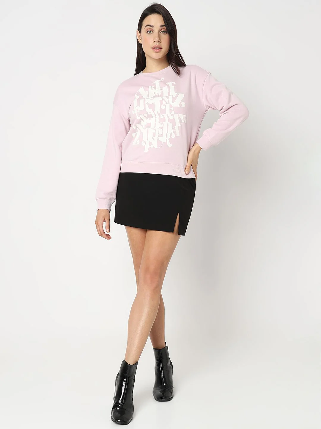 Orchid Pink Graphic Printed Sweatshirt - Image 5
