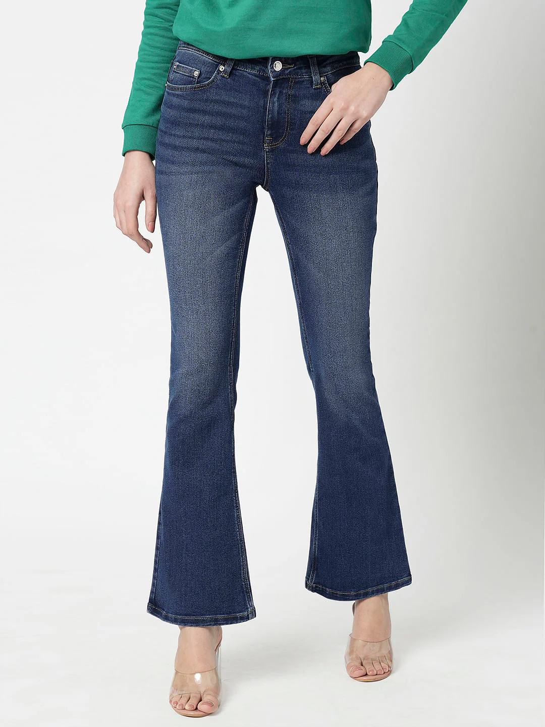 I.Scenery By Vero Moda Blue Mid Rise Bootcut Jeans - Image 2