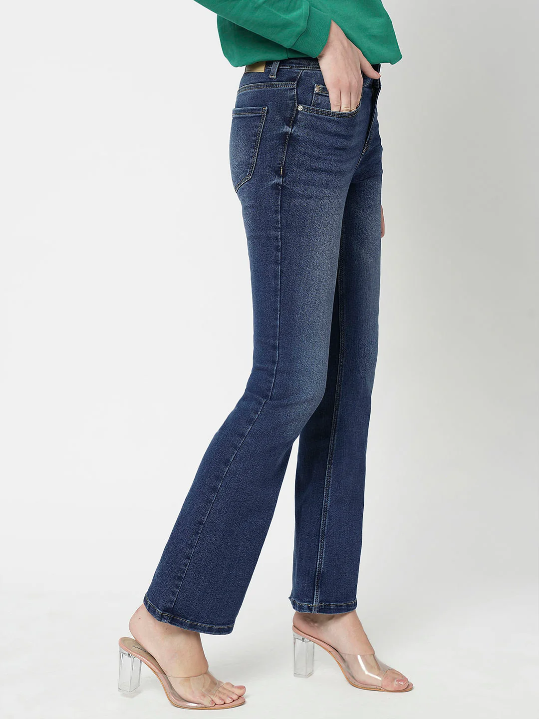 I.Scenery By Vero Moda Blue Mid Rise Bootcut Jeans - Image 3