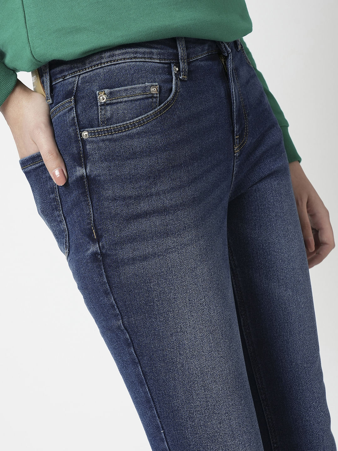 I.Scenery By Vero Moda Blue Mid Rise Bootcut Jeans - Image 6