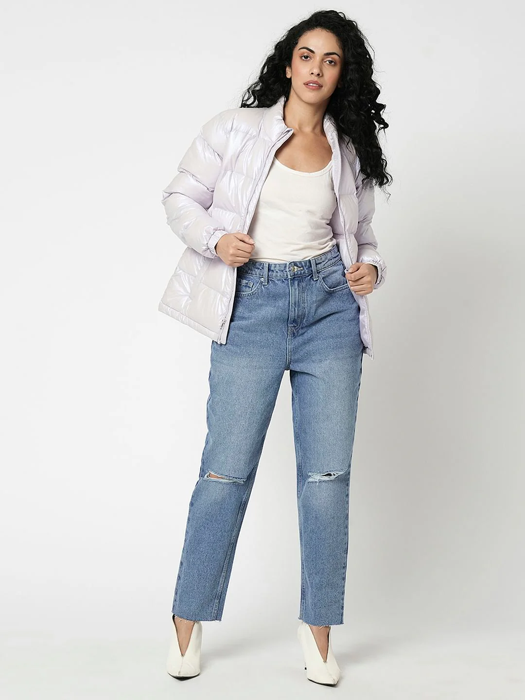 I.Scenery By Vero Moda Blue High Rise Distressed Mom Fit Jeans - Image 5
