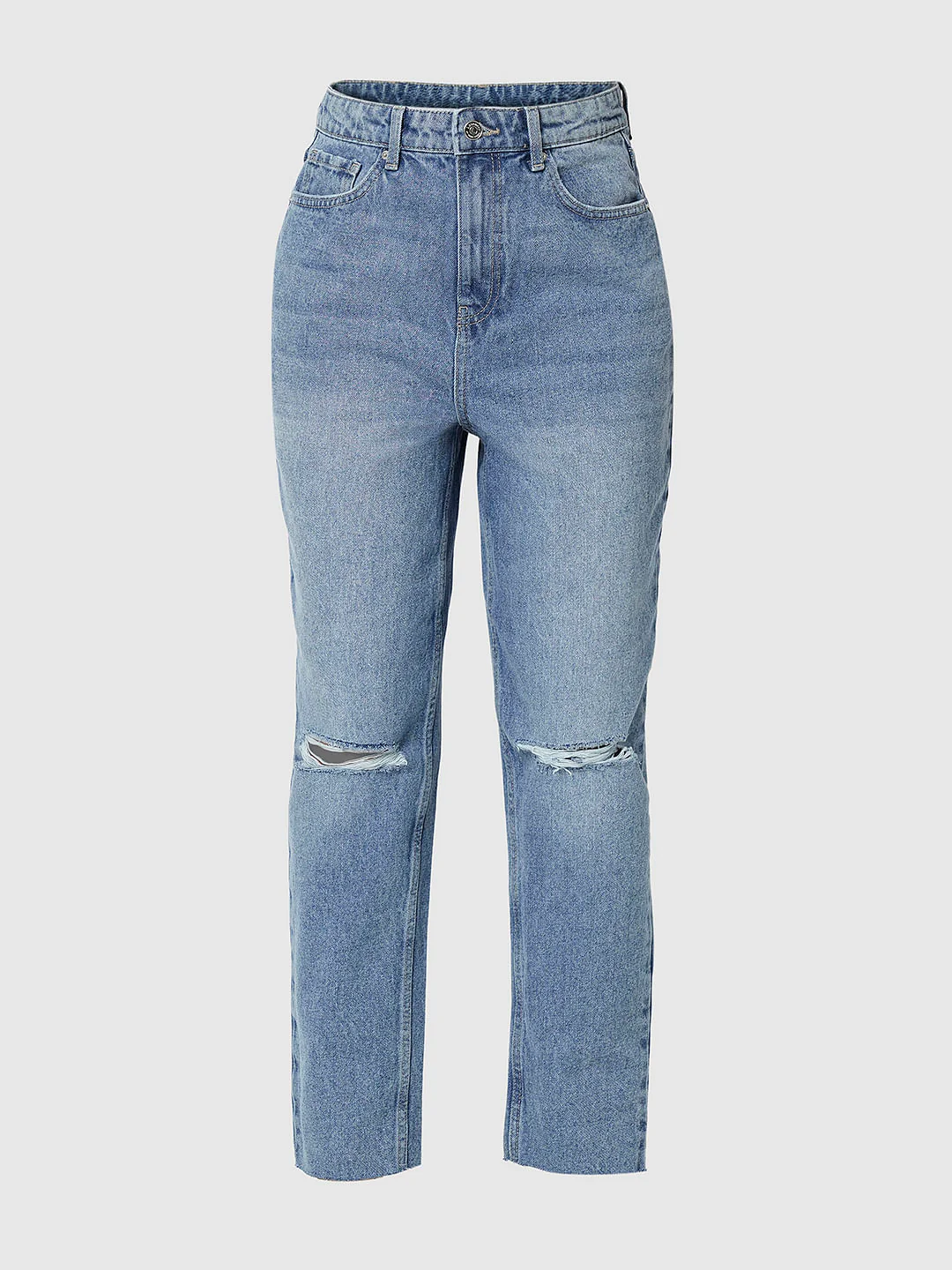 I.Scenery By Vero Moda Blue High Rise Distressed Mom Fit Jeans - Image 7