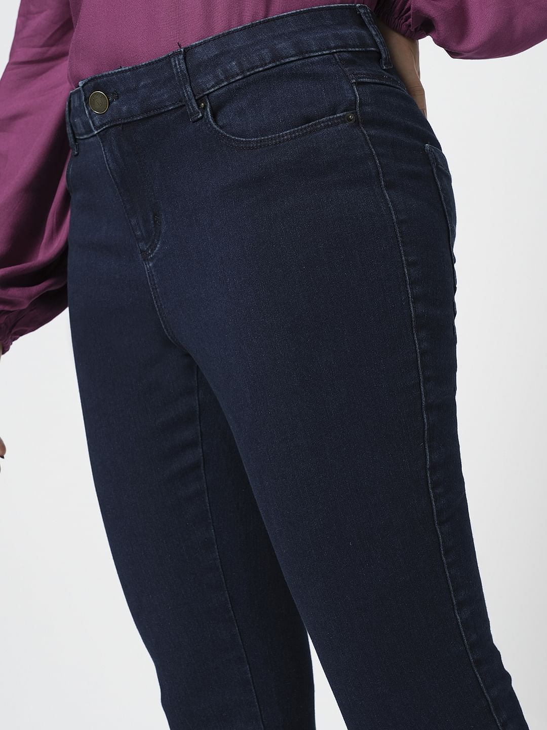 I.Scenery By Vero Moda Dark Blue Mid Rise Skinny Jeggings - Image 6