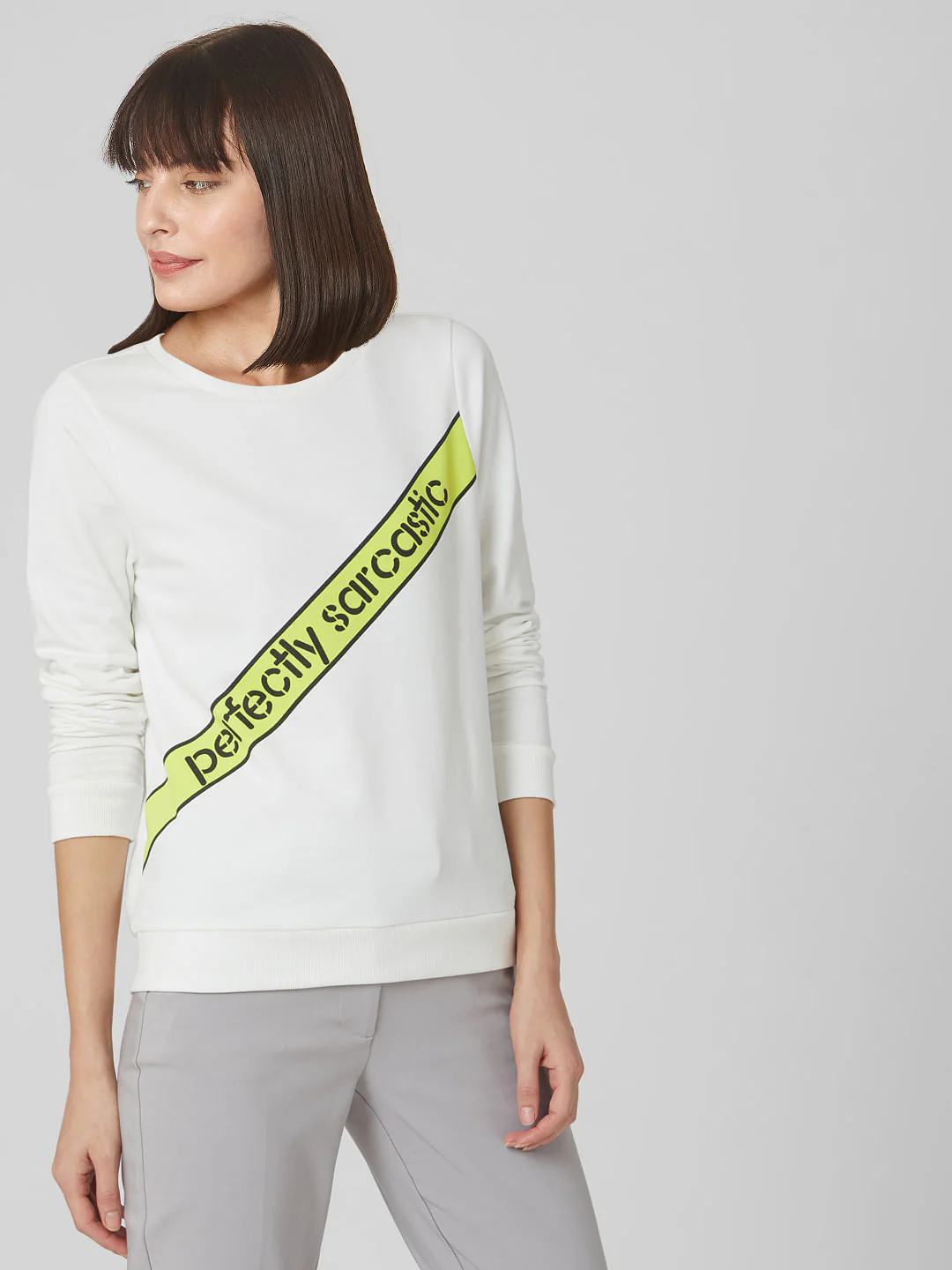 White Slogan Print Sweatshirt - Image 2