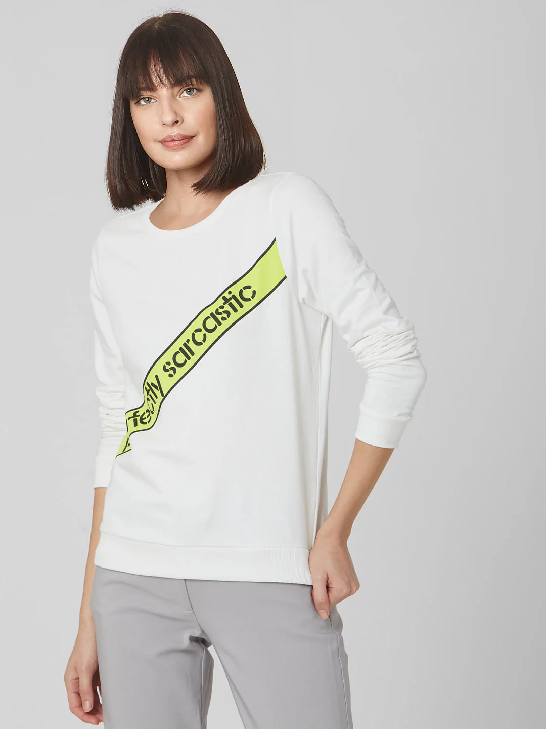 White Slogan Print Sweatshirt - Image 3