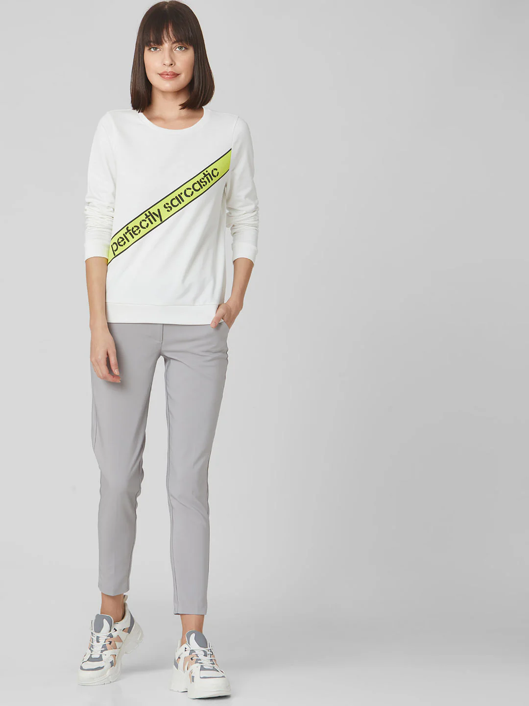 White Slogan Print Sweatshirt - Image 5