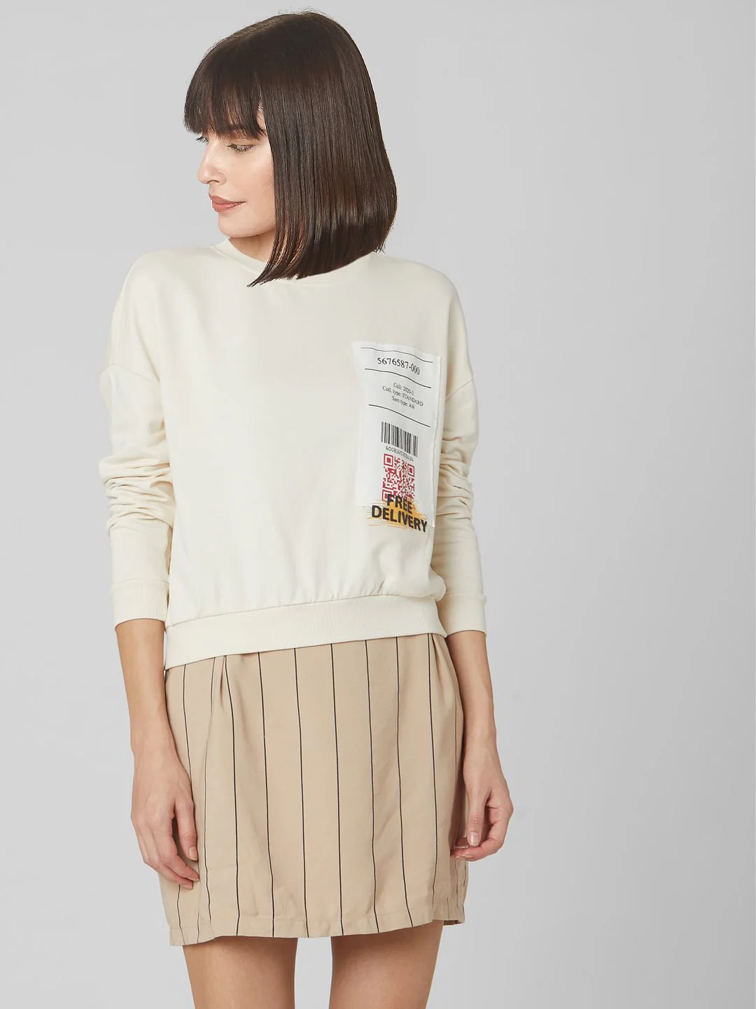 Beige Scan Print Sweatshirt - Image 2