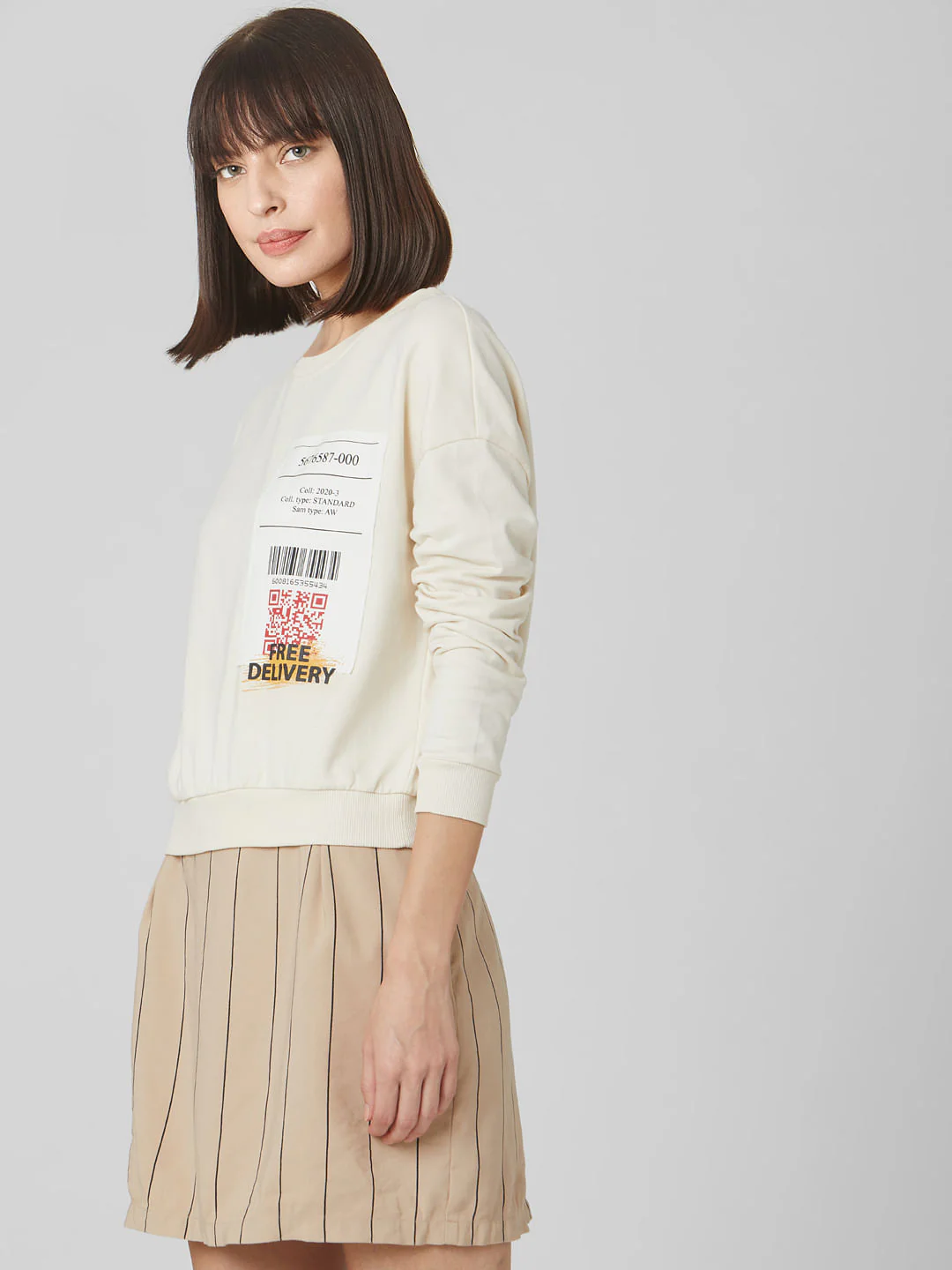 Beige Scan Print Sweatshirt - Image 3