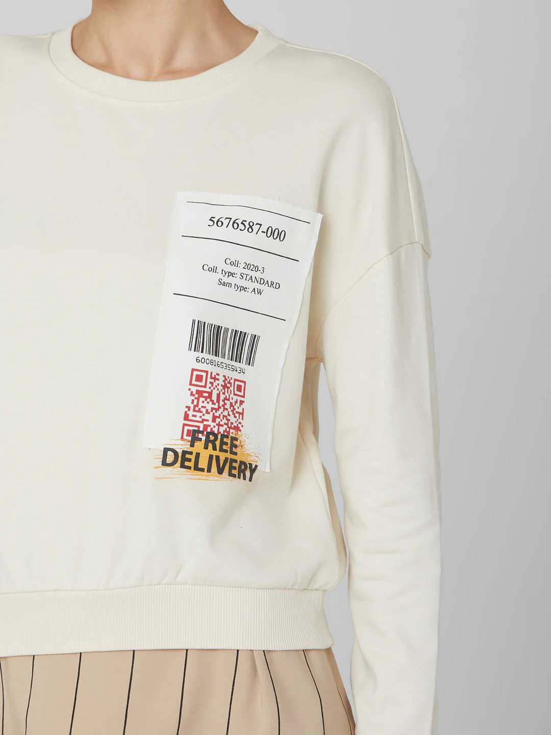 Beige Scan Print Sweatshirt - Image 6