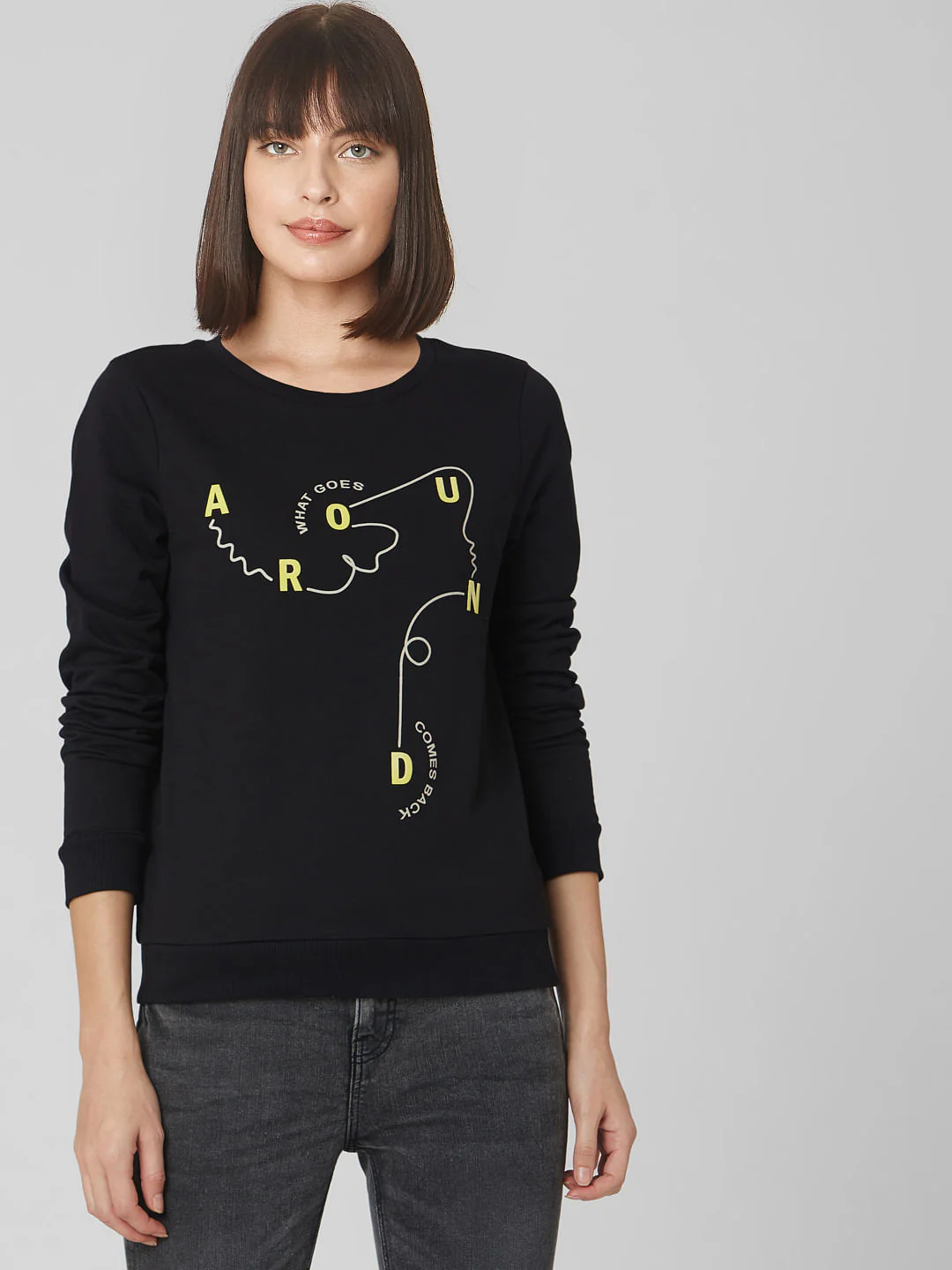 Black Slogan Print Sweatshirt - Image 2
