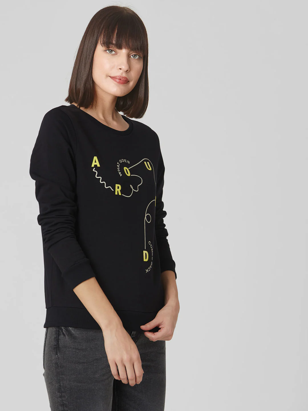 Black Slogan Print Sweatshirt - Image 3
