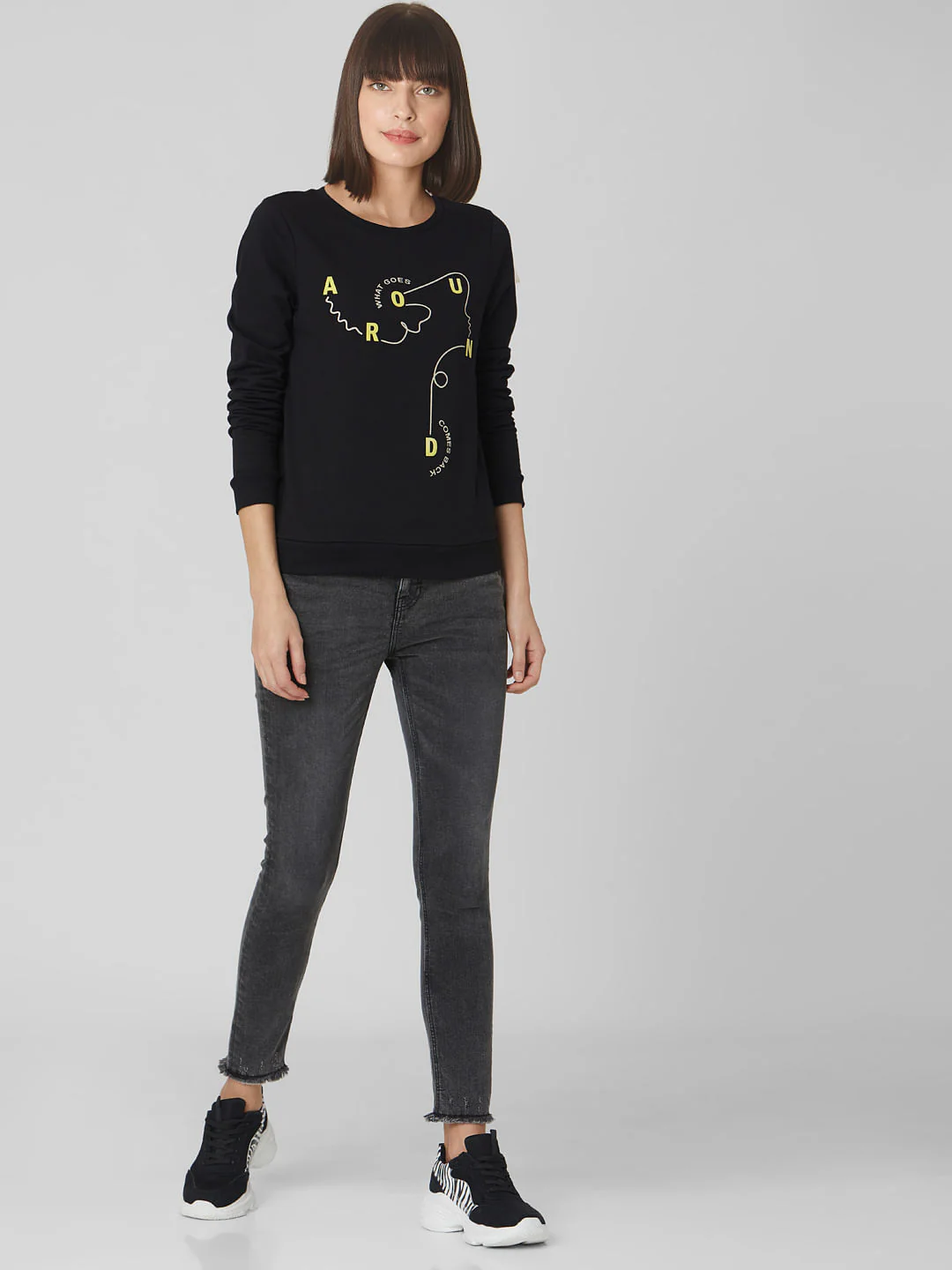 Black Slogan Print Sweatshirt - Image 5