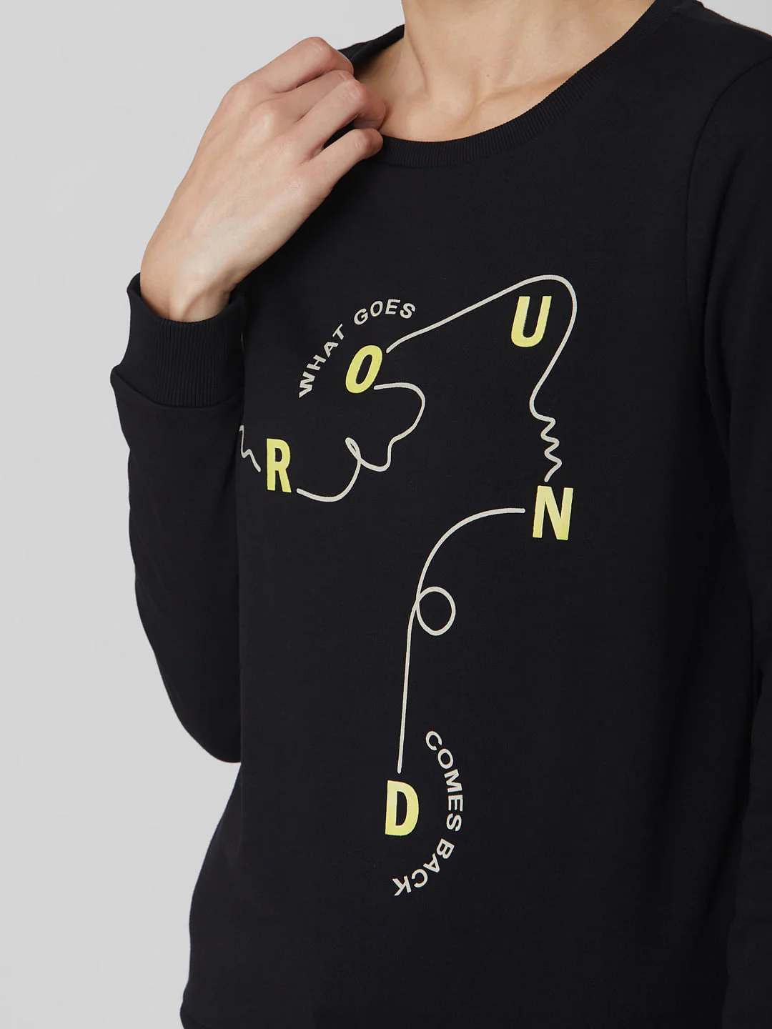 Black Slogan Print Sweatshirt - Image 6