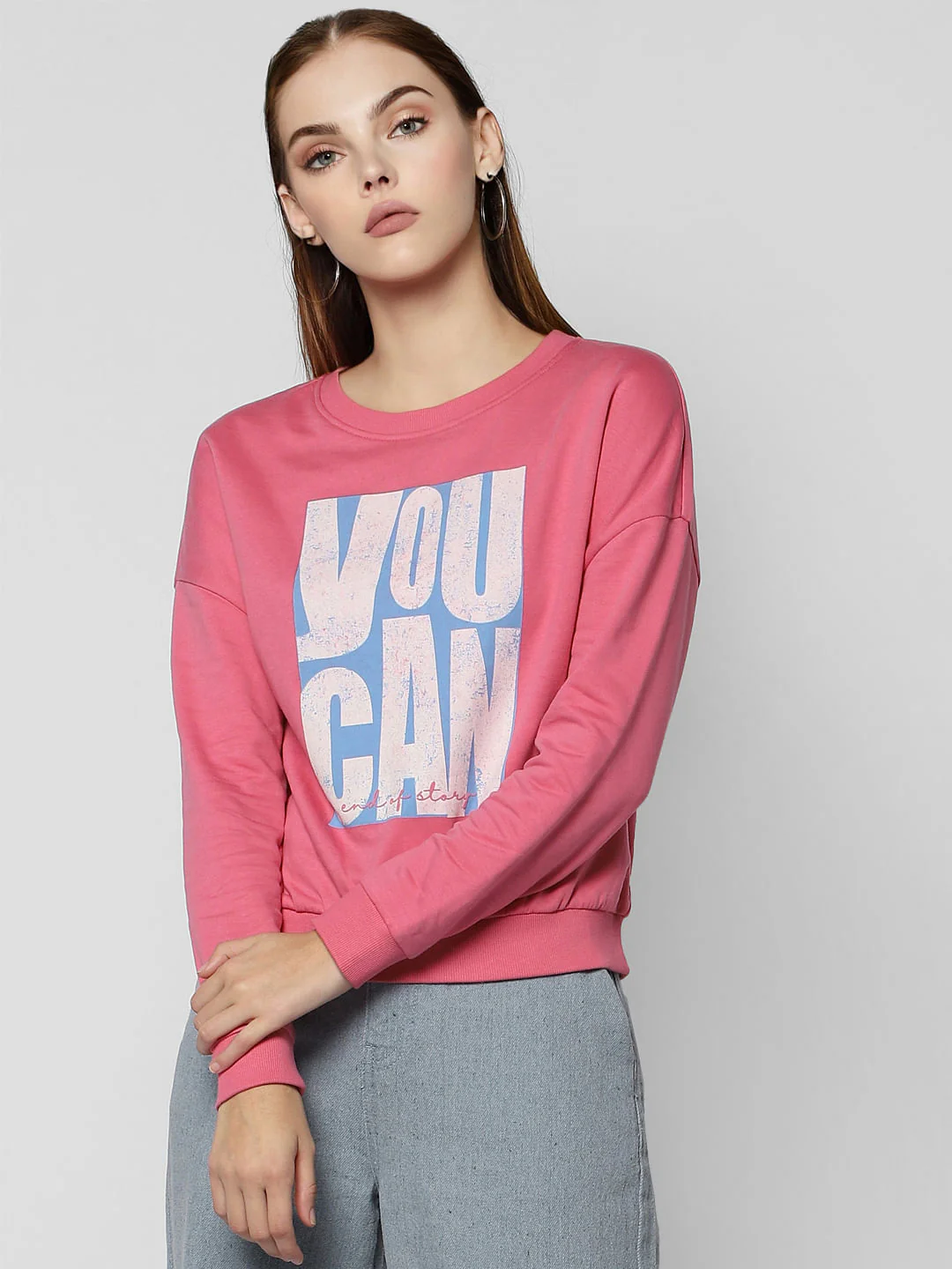 Pink Typographic Print Sweatshirt - Image 2