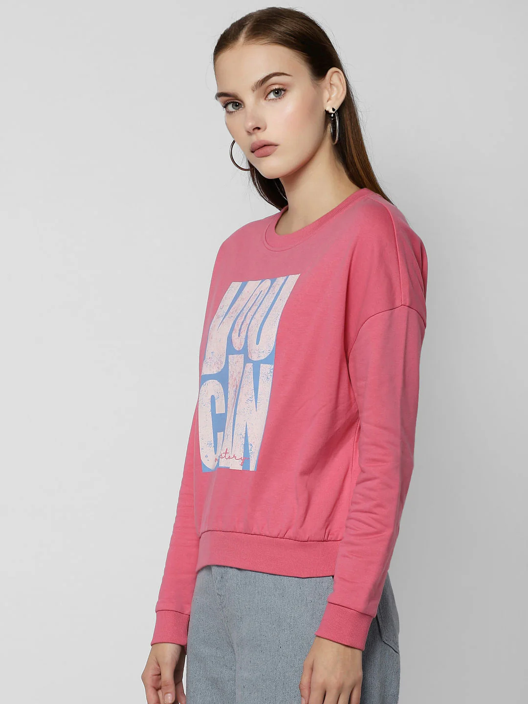 Pink Typographic Print Sweatshirt - Image 3