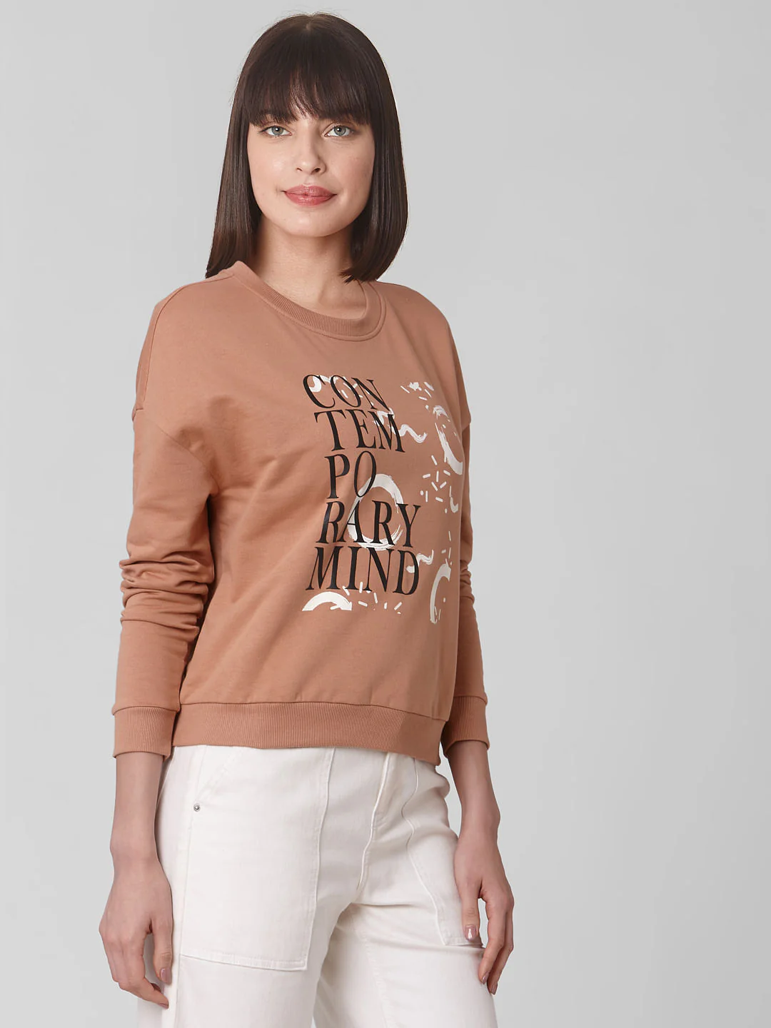 Brown Typographic Print Sweatshirt - Image 2