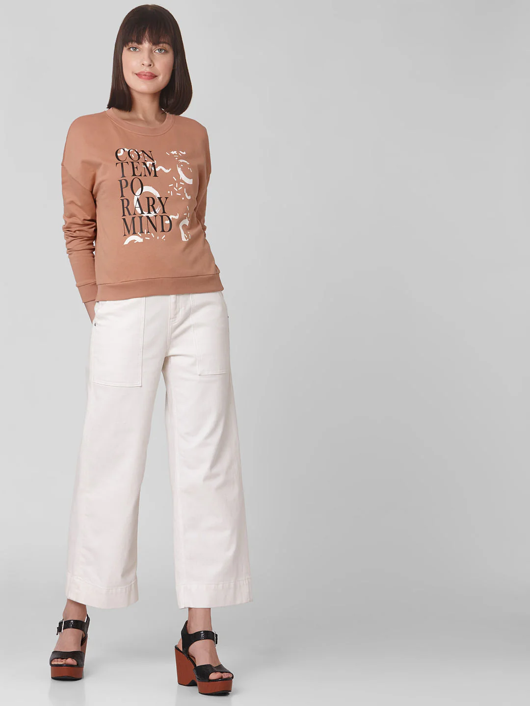 Brown Typographic Print Sweatshirt - Image 4