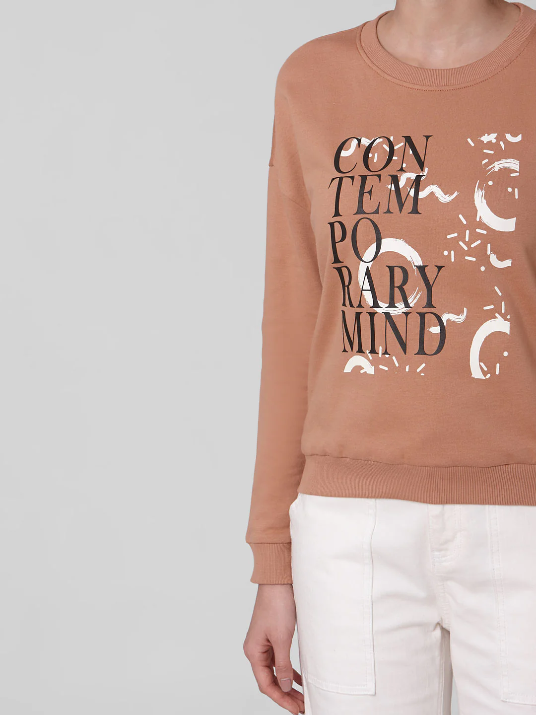 Brown Typographic Print Sweatshirt - Image 5