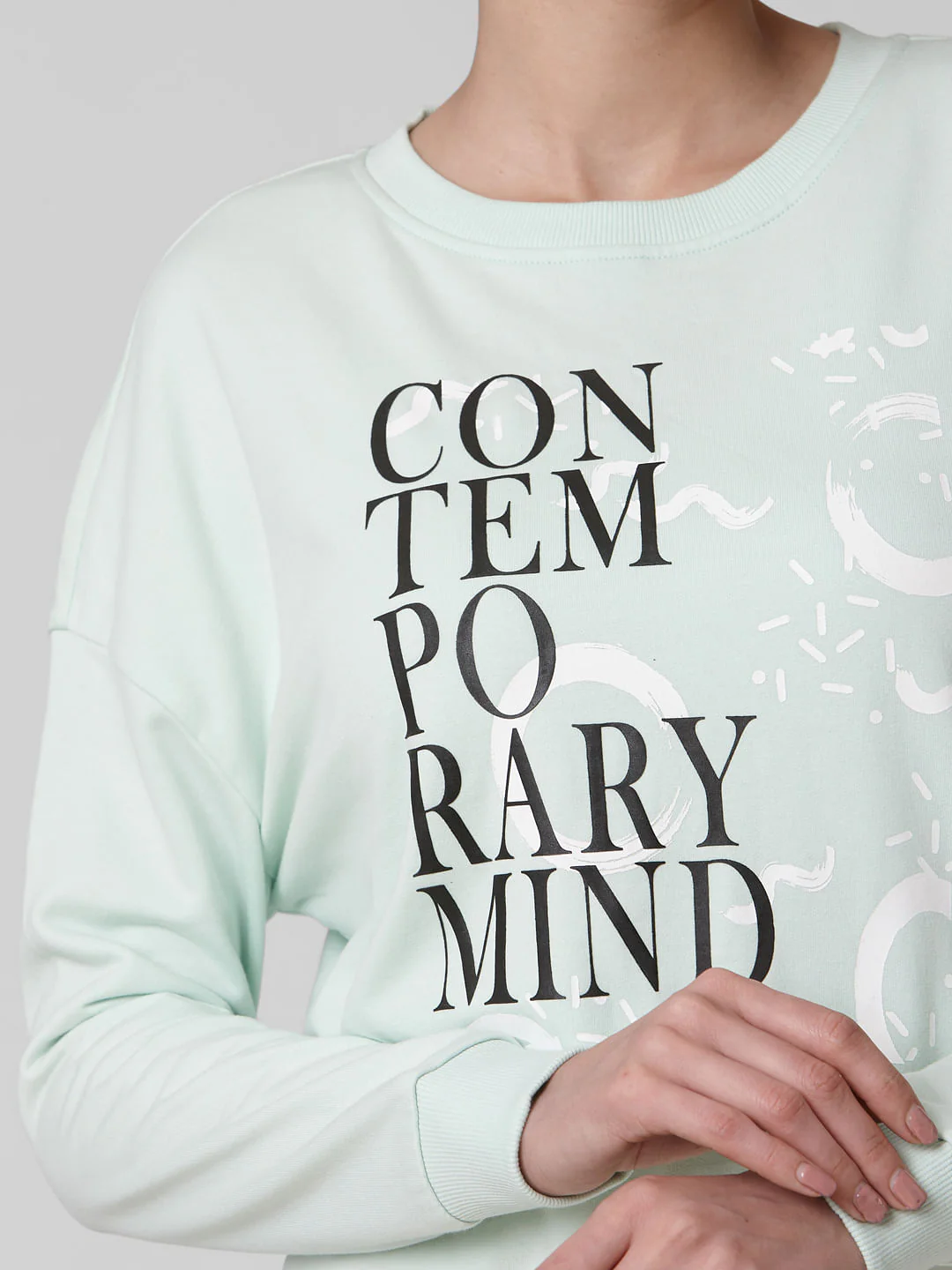 Sky Blue Typographic Print Sweatshirt - Image 5
