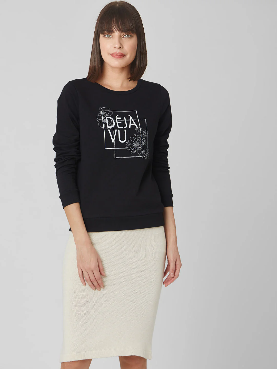 Black Typographic Print Sweatshirt - Image 2