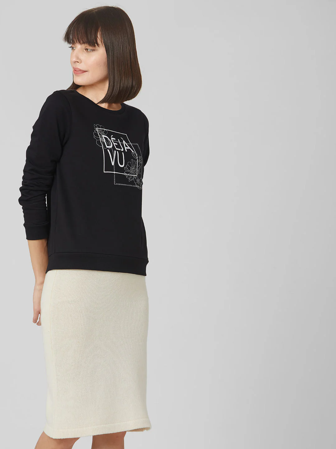 Black Typographic Print Sweatshirt - Image 3