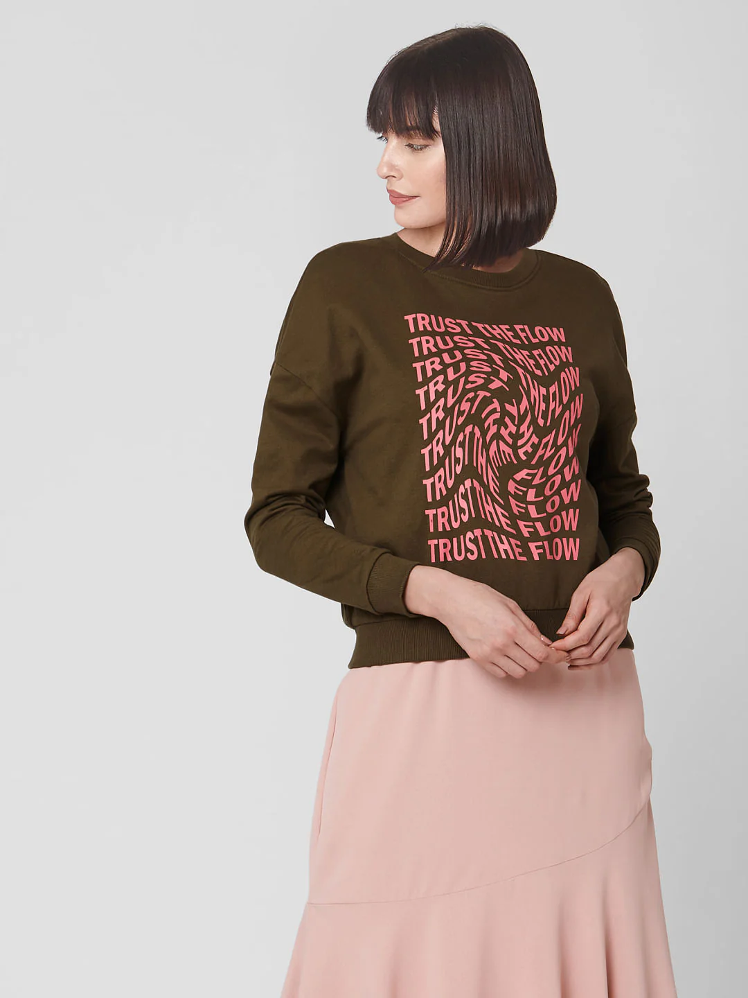 Green Slogan Print Sweatshirt - Image 2