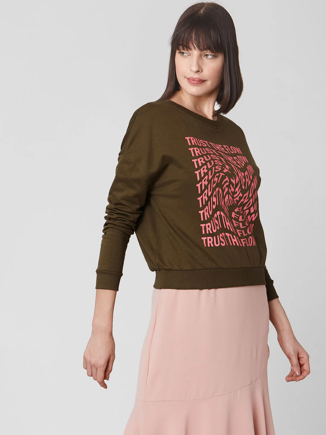 Green Slogan Print Sweatshirt - Image 3